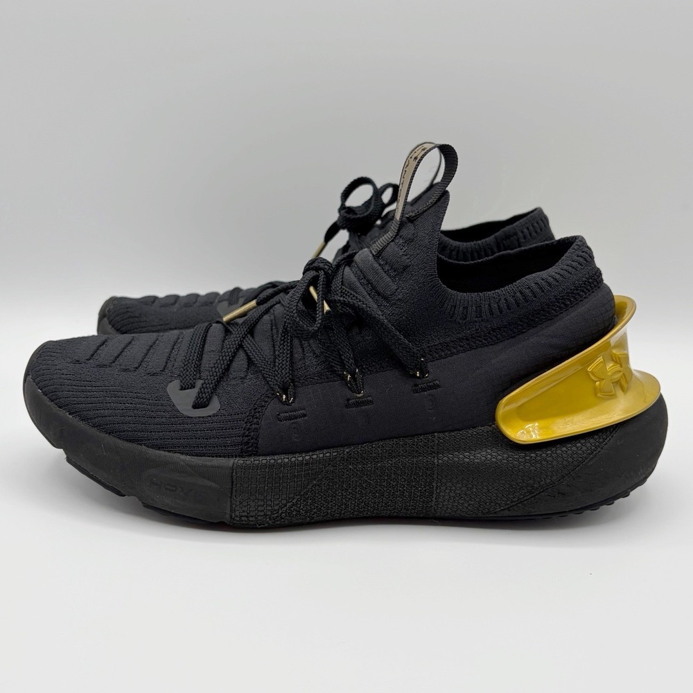 Under Armour HOVR Phantom 3 Black Gold Womens 8.5 Black Running Shoes Sneakers